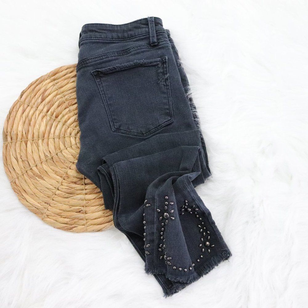 Lucky Brand Lolita Skinny Jeans Raw Hem Embellished